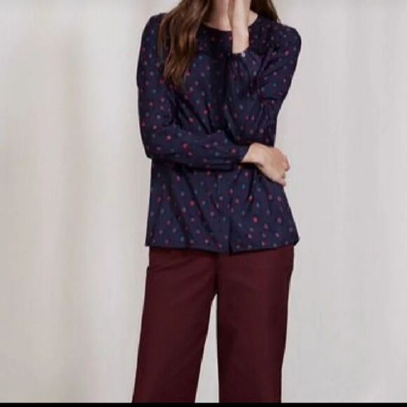 Boden Tops - Boden Deborah ruffle blue&red blouse sz 6